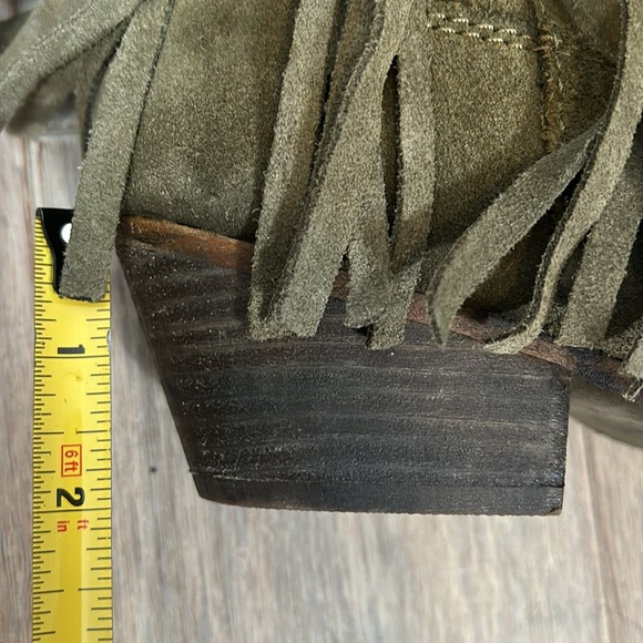 Free People Lawless Fringe Taupe Block Heel Western Ankle Boots Size 36 / 6 - Picture 16 of 16